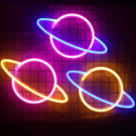 Cartel neón espacio planeta saturno A44 - Image 9