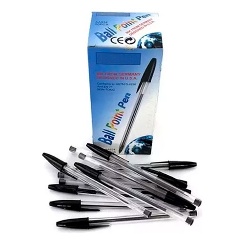 Lapiceras X 50 biromes negras en caja