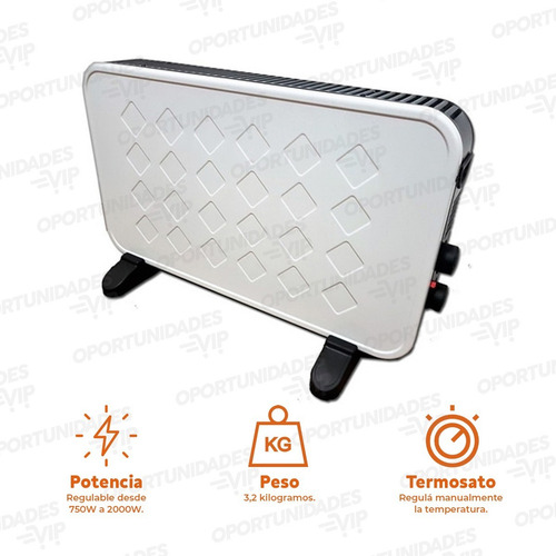 Calefactor Eléctrico Convector Temperatura Regulable Ct03 – zoom detalle
