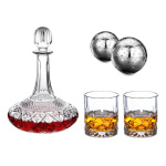 Combo botella decantadora 2 bolas hielo y 2 vasos