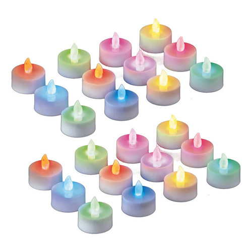 24 Velas Led multicolor a pilas