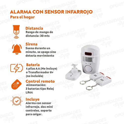 Alarma Con Sensor De Movimiento Infrarrojo Sirena  Control R - Image 6