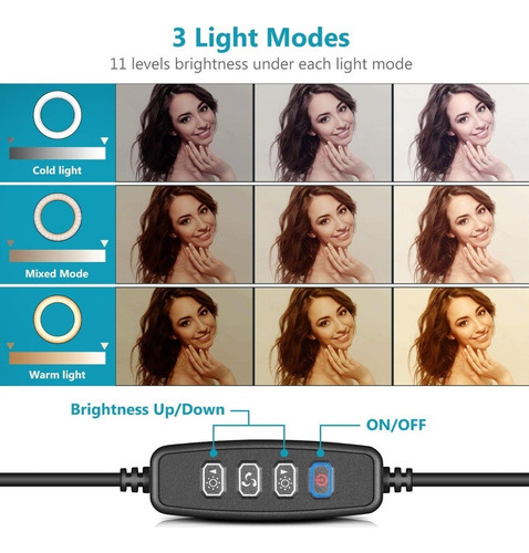 Aro led trípode 26 cm. con soporte celular - 2 metros - Image 2