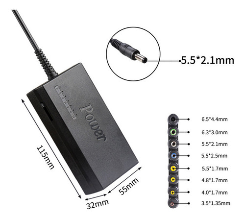 Cargador Adaptador Fuente Universal Notebook Pc 8 Fichas - Image 2