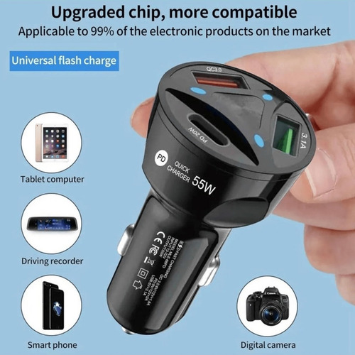 Cargador para auto 3 puertos USB-C El72 - Image 2