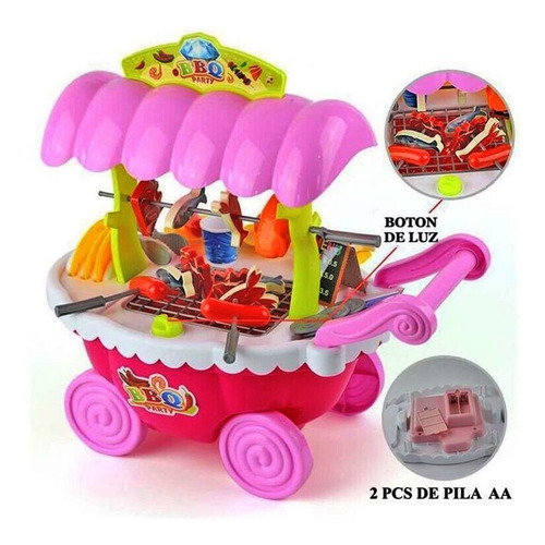 Carrito Parrilla Juguete 55 Piezas Luz Y Sonido A Pilas Bbq - Image 2