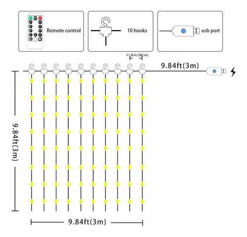 Cortina tira luces LED blanco frío - Image 7