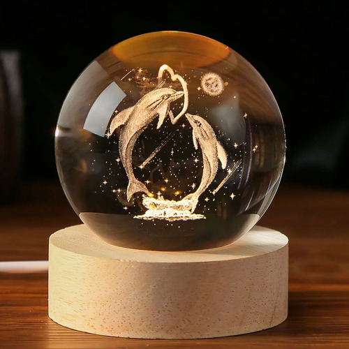 Esfera bola cristal lampara led 3d usb luz noche deco 0601 - Image 37