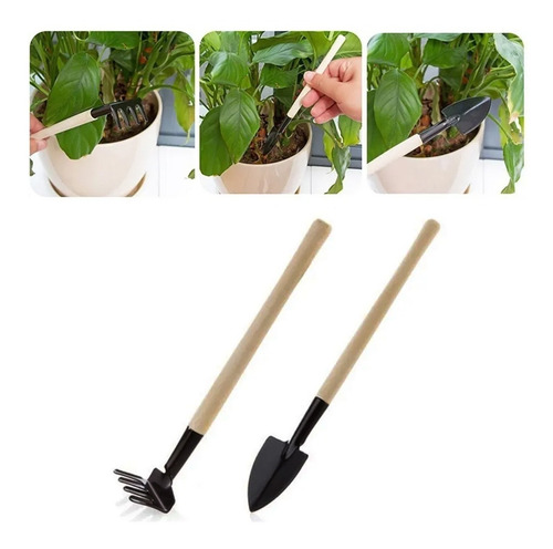 Kit Set Jardineria 2 Herramientas Rastrillo + Pala Bonsai - Image 2