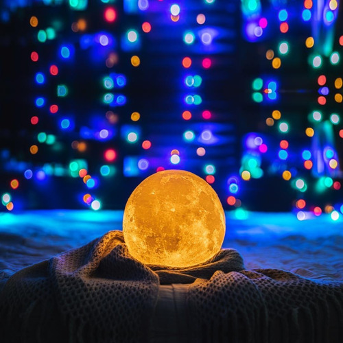 Lampara velador luna multicolor de 13 cm con USB - 413A - Image 6