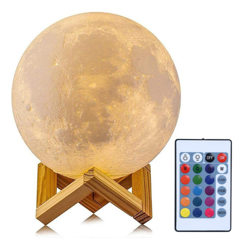 Velador luna multicolor táctil con soporte - 13 cm