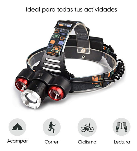 Linterna triple led recargable minero - 5000 lumens y 4 modos - Image 4