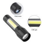 Mini linterna táctica de aluminio con zoom, led xpe y cob - Image 3