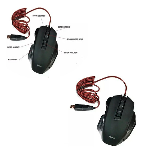 Mouse Gamer Óptico Con Cable Usb Rojo Reforzado Dn-c332 - Image 5