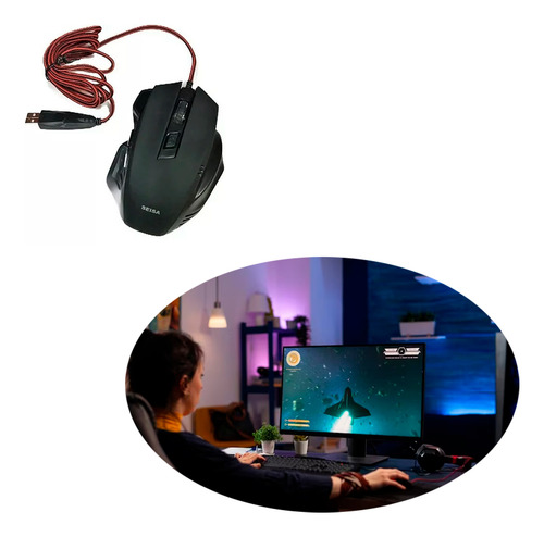 Mouse Gamer Óptico Con Cable Usb Rojo Reforzado Dn-c332 - Image 3