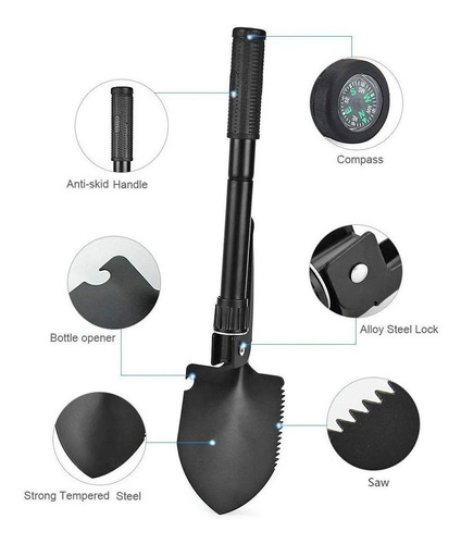 Pala plegable con estuche y brújula - Image 3
