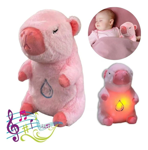 Peluche capibara rosa respira con luz y sonido - Image 6