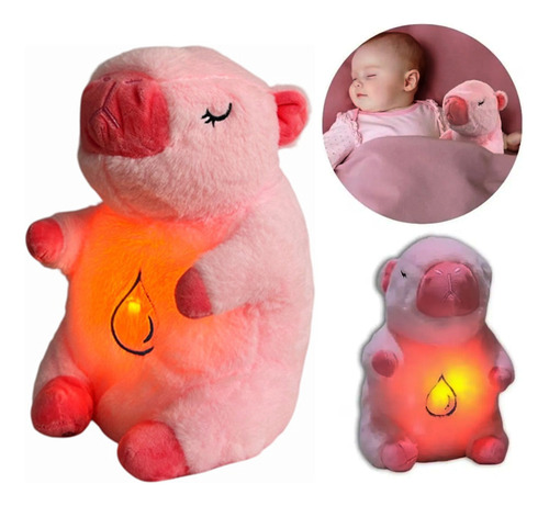 Peluche capibara rosa respira con luz y sonido