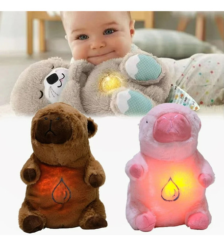 Peluche capibara rosa respira con luz y sonido - Image 7