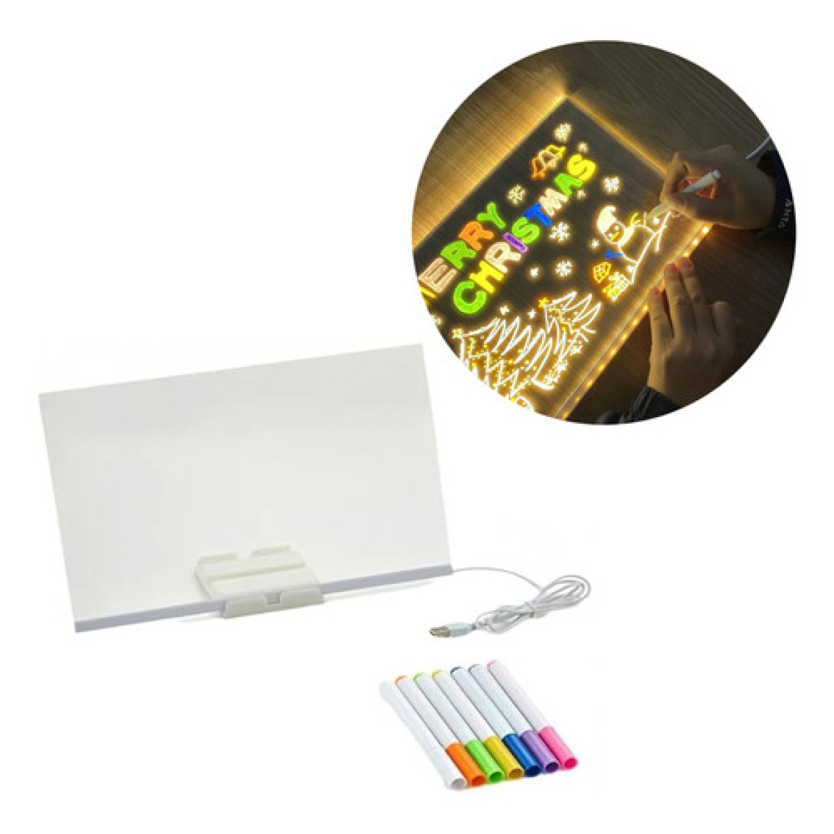 Pizarra mágica acrílica luminosa 15x15 cm luz LED Usb - Image 1