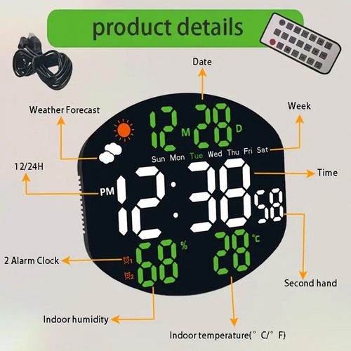 Reloj digital de pared con control Ds-3816 - Image 18