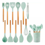 Set Utensilios Kit X12 Silicona De Cocina Mango Madera 90493 - Image 19