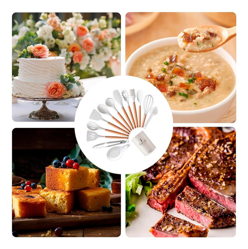 Set Utensilios Kit X12 Silicona De Cocina Mango Madera 90493 - Image 10