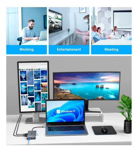 Switch 4k 11 En 1 Adaptador Hub Tipo C Hdtv Para Pc Tv Sw942 - Image 5