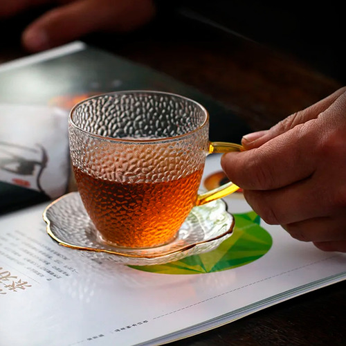 Tazas de vidrio X 6 mango dorado Mt09024 - Imagen 4