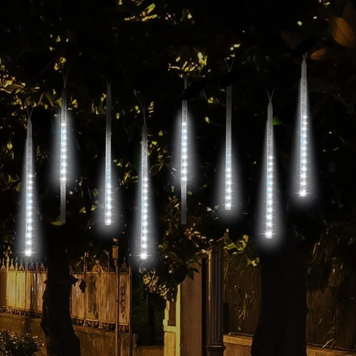 Tubos led lluvia de meteoritos con luces blancas frías - Imagen 1