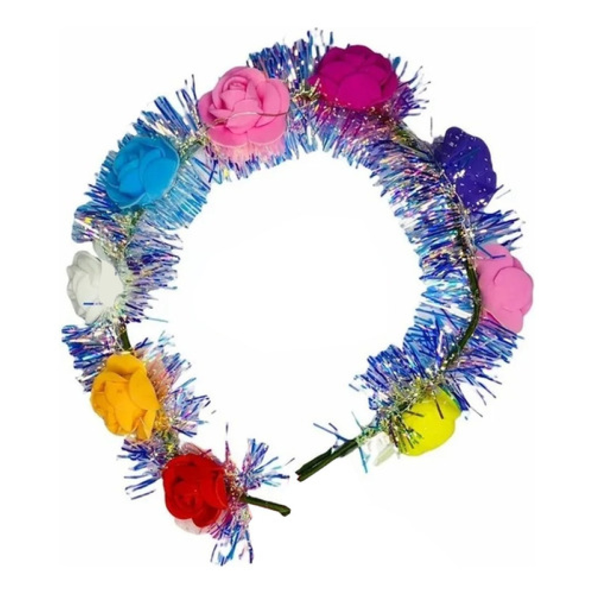 Vincha Corona De Flores Con Led Multicolor A Pilas Fiestas - Image 1