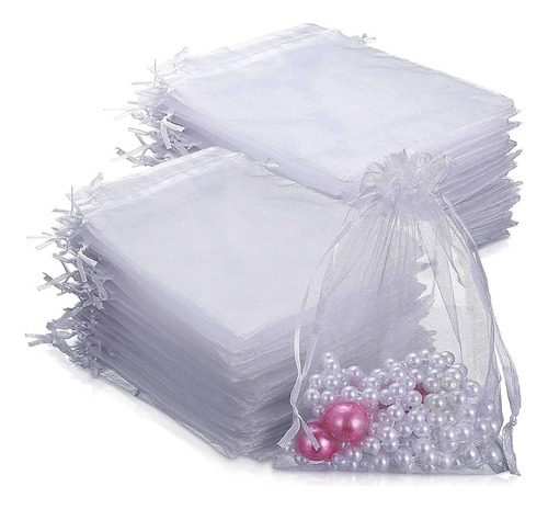 100 Bolsitas De Organza Con Cordon 7x9 Cm Souvenirs Joyería - Image 1
