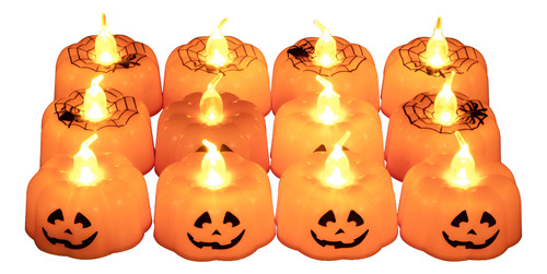 12 velas LED de calabazas cálidas