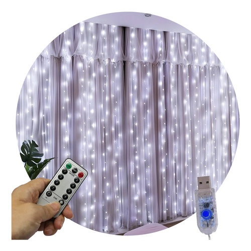 Cortina tira luces LED blanco frío