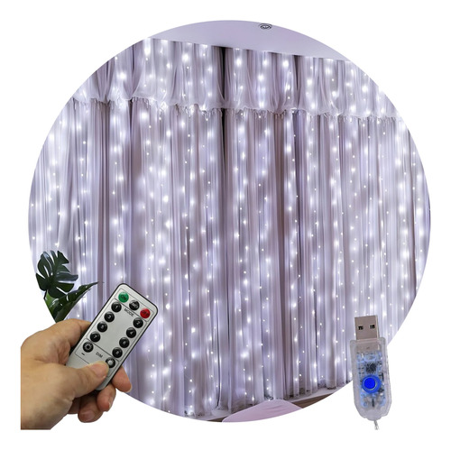 Cortina tira luces LED blanco frío - Image 1