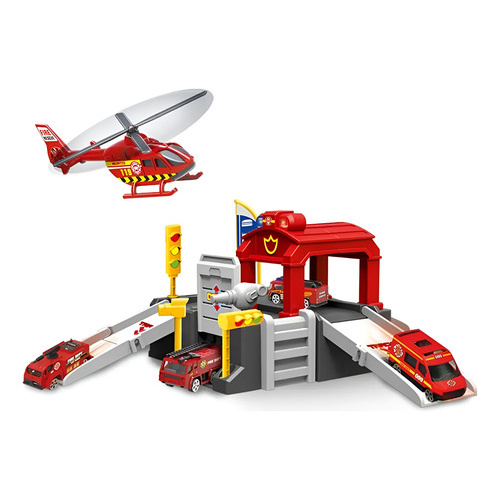 Juguete estación de bombero con helicóptero