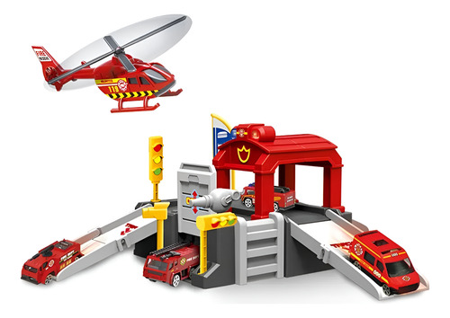 Juguete estación de bombero con helicóptero