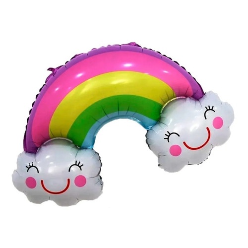 Globo metalizado de arcoíris con nubes