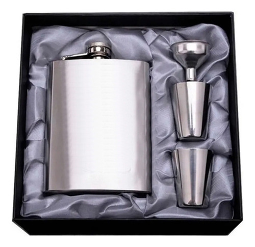 Petaca Acero Whisky 200cc + Dosificador Botella + 2 Chupitos - Image 2