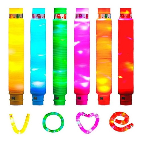Pop Tubo Luminoso Fidget Gusano Sensorial Led Rgb Fiesta