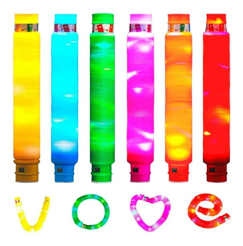 Pop Tubo Luminoso Fidget Gusano Sensorial Led Rgb Fiesta - Image 1