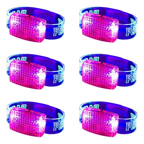 X 6 pulseras LED audio rítmicas luminosas