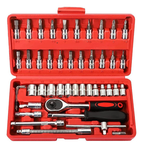 Set Juego De Tubo 46 Piezas Puntas Llaves Acero Herramientas - Image 1