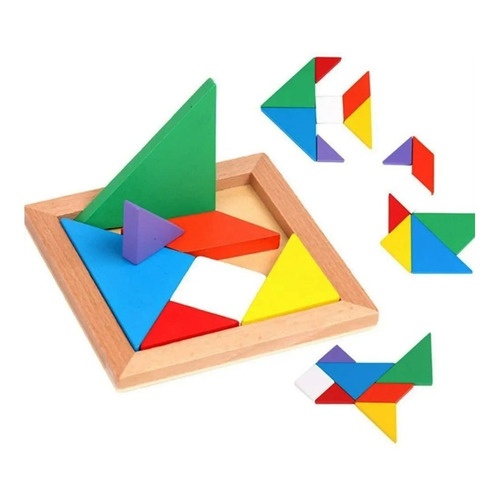 Tangram De Madera Rompecabezas 7 Piezas Didáctico Geometria