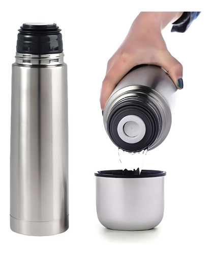 Termo Bala Acero Inox 1 Litro Tapon Matero Gris - Image 2