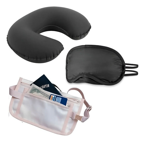 Combo Almohada Inflable + Riñonera Antirobo + Antifaz Dormir - Imagen 5