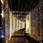 Cortina 12 tiras LED blanco cálido 2 metros
