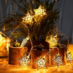 Guirnalda con luces led cálidas con forma de estrellas de metal 2,9 Mts 220v