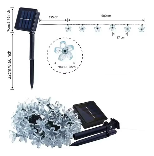 Guirnalda LED 20 flores cálidas solares 6,5 metros Sl0508 - Image 6