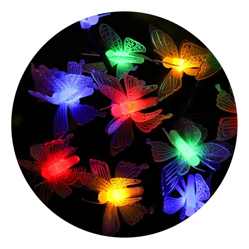 Guirnalda de mariposas con 28 luces LED RGB - 5 mts 220V